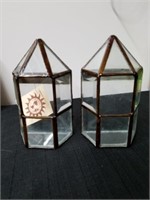 Two glass wall pockets 5.5 X 3 in each