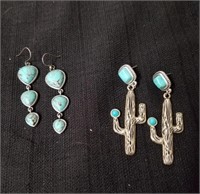 Two pairs of super cute earrings with turquoise