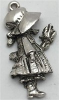 Sterling Silver Girl With Flowers Charm