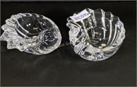 Pair of Crystal Art Glass Seashell Bowls