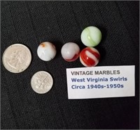 Vintage marbles West Virginia swirls Circa 1940s