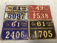 1926-1929 Metal Hunting Licenses