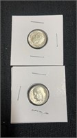 Two 1964D Silver Dimes