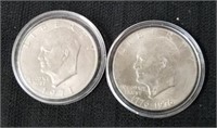 Two Eisenhower dollars one is Bicentennial and