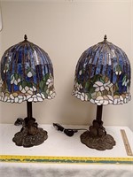 2 stained glass table lamps