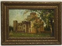 Signed Gil Oil On Board, Chateau De Roquetaillade