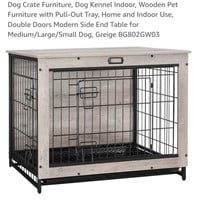 Dog Crate Furniture, w/ Pull-Out Tray & Double