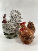(2) Chicken / Rooster Decanters / Cookie Jars
