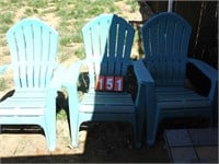 3 Teal Adirondack Chairs Plastic