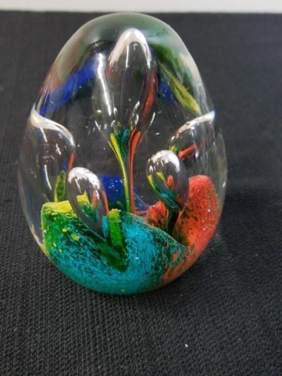 Glass paperweight 3 in tall