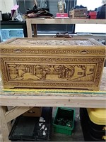 Hand carved wooden chest