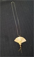 Vintage Oriental fan necklace