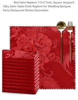 Approx 188 Cloth Napkins, Silky Satin Red, 17" x