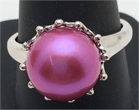 Sterling Silver Pink Pearl Ring