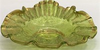 Moser Green Glass Bowl With Gilt Decoration