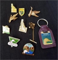 Group of vintage Ducks Unlimited pins with Ducks
