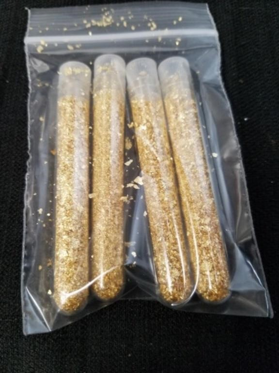 4 , 3-in vials of gold flakes