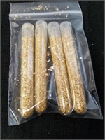 4 , 3-in vials of gold flakes