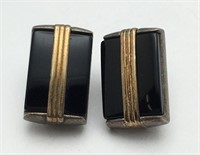 Sterling Silver &14k Gold Clip Earrings