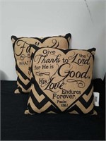 Two new 14 inch throw pillows with Bible verses