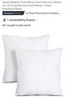NEW Set of 2 Throw Pillow Inserts, 22" x 22",