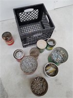 Large group of miscellaneous nails with a crate