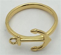 Sterling Silver Gold Tone Anchor Ring