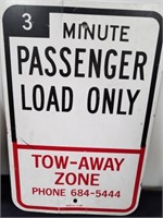 Metal 3 minute passenger load only sign 18 x 12