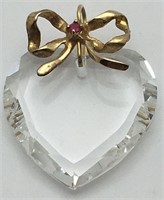 Sterling Silver Ruby & Heart Crystal Pendant