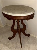Marble Top Wood Base Parlor Table