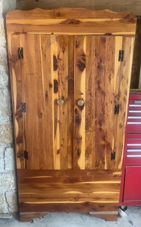 Vtg Solid Knotty Cedar Wardrobe   -