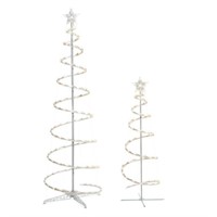 (2) 2-Pack LED Outdoor Spiral Christmas Trees