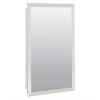 Frameless Beveled Bathroom Cabinet in Silver