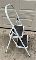 White Painted Folding Metal Step Ladder