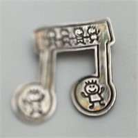 Sterling Silver Mexico Music Note Broach