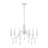 (2) Alsy Distressed White Beaded Chandelier