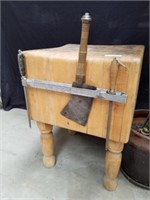 Solid wood vintage butcher block with accessories