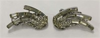 Pair Of Trifari Rhinestone Clip Earrings