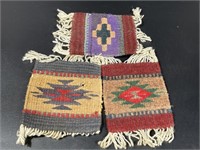 Three Vintage Hand Woven Native American Coasters