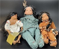 Two Vintage and Porcelain Native American Dolls