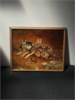 Signed print wolves 17.7 5X 21.5 inches