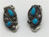 Silver Earrings W Blue Stones