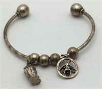 Sterling Silver Cuff Bracelet With Charms