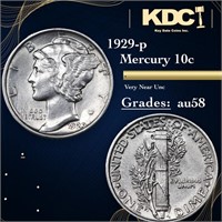 1929-p Mercury Dime 10c Grades Choice AU/BU Slider
