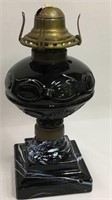 Black Slag Glass Oil Lamp