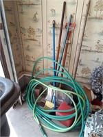 Hose, gas can, brooms & more