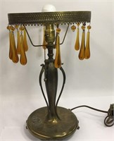 Brass Lamp Base With Amber Prisms