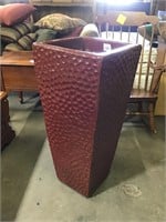 Brown /red tall tapered square planter***