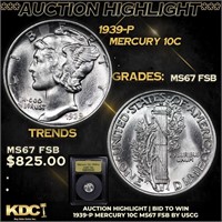 ***Auction Highlight*** 1939-p Mercury Dime 10c Gr