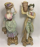 Pair Of Hand Painted Bisque Porcelain Figurines